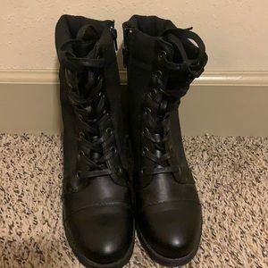 Black Heeled Combat Boots